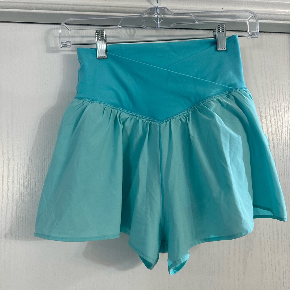 aerie aqua blue high-waist women's skort shorts